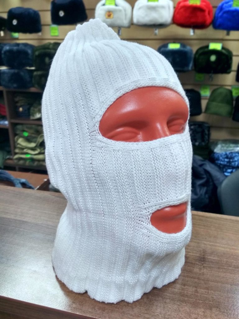 Шапка – маска зима белая лапша