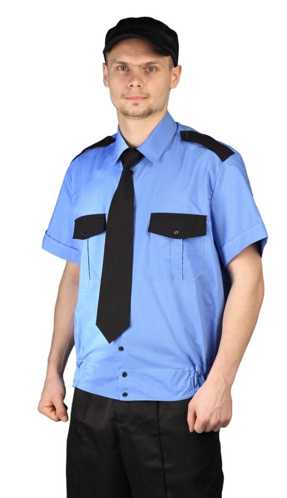 Рубашка мужская охранника с коротким рукавом , на резинке